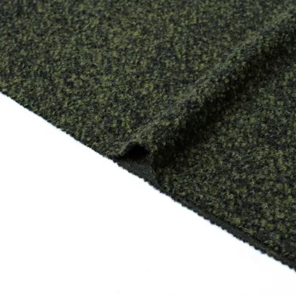 Navy-Green Color Wool Boulce Fabric