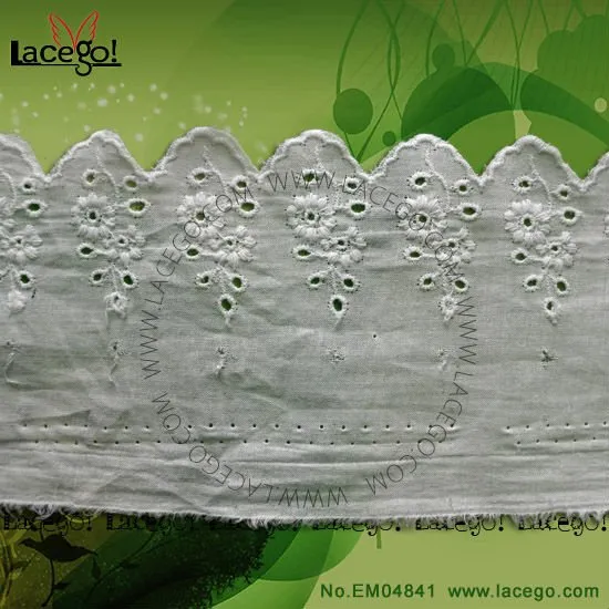 Flower embroidery cream lace cotton