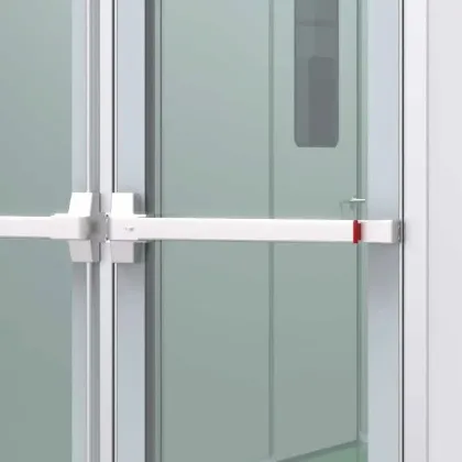 Glass fire escape door