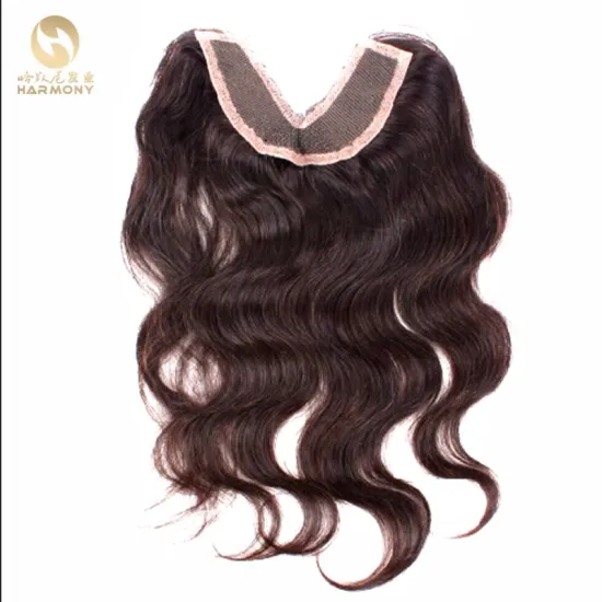 XUCHANG HARMONY 3.5" x 4" virgin hair v part lace closure with indian hair wet and wavy texture