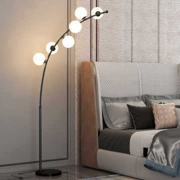 Classic Retro Luxury Gold Fishing Floor Lamp with Marble Base