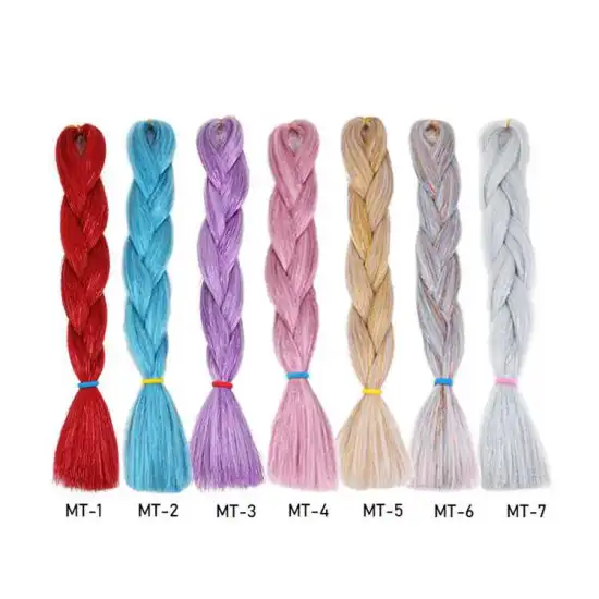 Cheap Shipping 8pcs 24inch 100grams Shiny Metallic Glitter Twinkle Synthetic Jumbo Braid Hair Tinsel Braiding Hair Extensions
