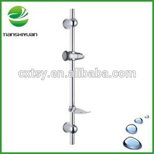 stainless steel shower support bar with soap dish and adjustable slider rail shower round bar