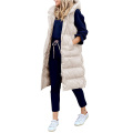 Womens Thick Hooded Sleeveless Long Coats Jacket