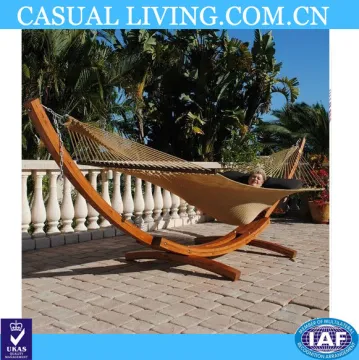 Russia Larch wooden hammock stand Cotton fabric hammock with wood stand cheap