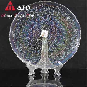 Wholesale Charger Etched Pattern Glass Plate for Salad