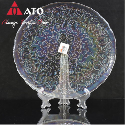 Wholesale Charger Etched Pattern Glass Plate for Salad