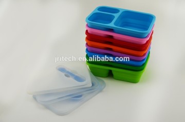 Food Safety Silicone Lunch Box Foldable Storage Container with spoon