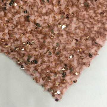Winter Pink Sequins Embroidery Fabric On Velvet