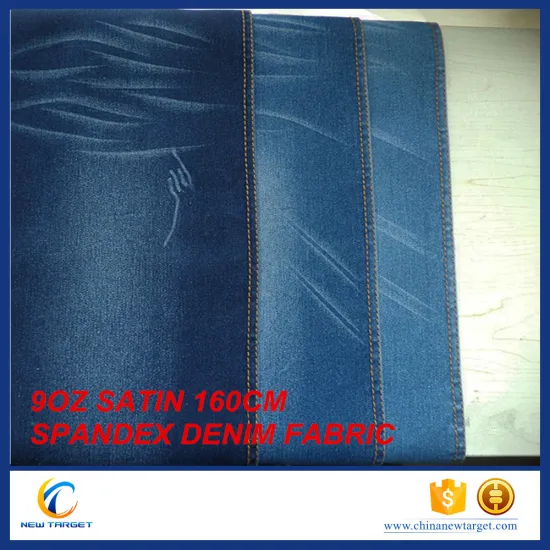 9OZ satin 160cm stretch spandex denim fabric