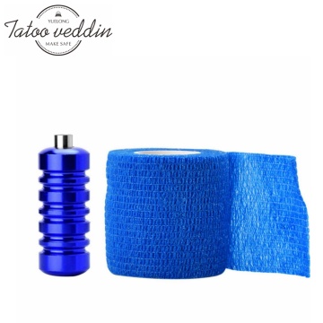 Tattoo Grip Tape Cover Disposable Cohesive Tattoo Grip Cover Wrap Self-Adhesive Bandage Rolls for Tattoo Machine Grip Blue