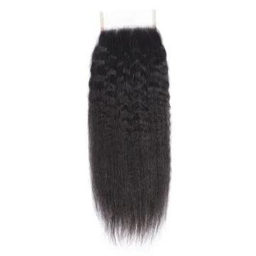 Brazilian Virgin Human Hair Closure Kinky Straight 4x4 Lace Closure