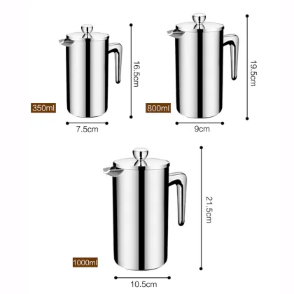 ROKENE Stainless Steel French Press Coffee Percolators Coffee Maker Double Walled Construction Coffee Press 3 Pieces Gifts