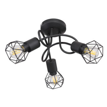 Wire cage shade ceiling light LED light bulb