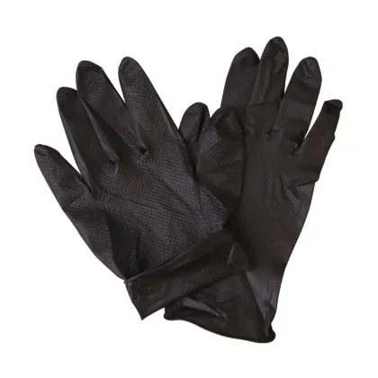 Black 8mm Diamond Texture Nitrile Gloves