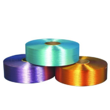 Polyester dope dyed filament yarn for sewing tread