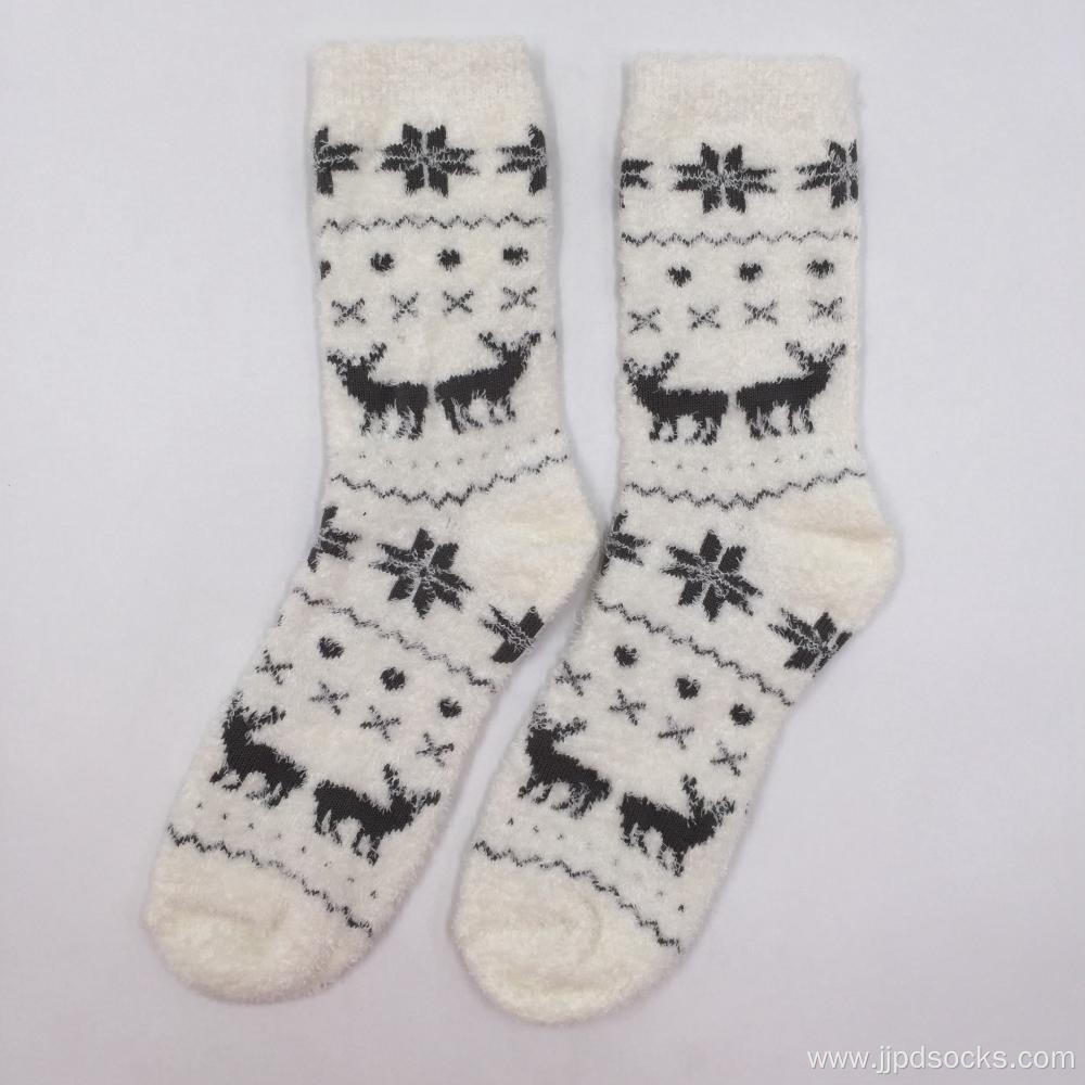 Classical deer feather yarn cosy socks