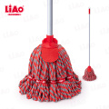 A130065 LiAo Red Grey Twisted Microfiber Water Mop Limpador de piso com cabo longo