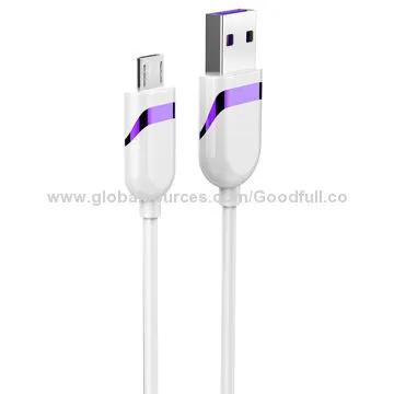 Purple and White Micro USB Charging Data Cables with PVC Jacket