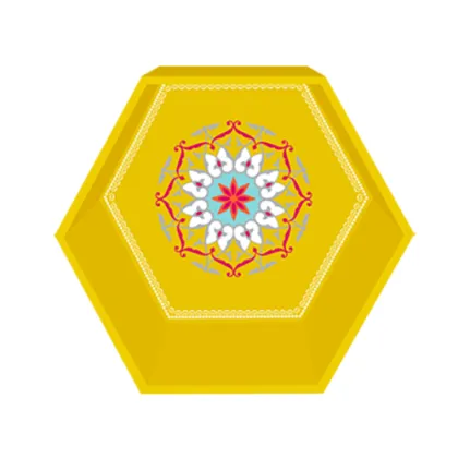Golden yellow hexagon display