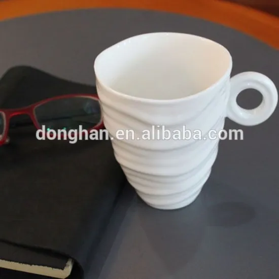 embossed Ceramic Mug with small handle