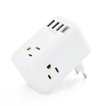 Adaptador de enchufe de viaje de EE. UU. - 3 AC + 3USB A + 1USB C Converter para EE. UU. A EU