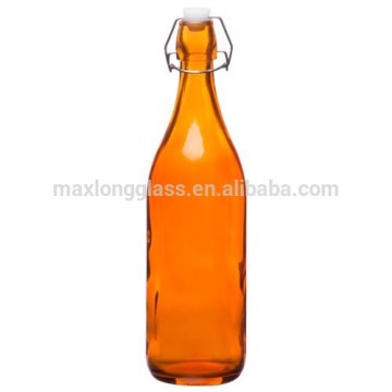 Machine made glass bottle Orange color water spray bottle with airtight locker