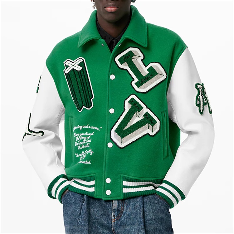 Chaqueta de béisbol verde para hombres