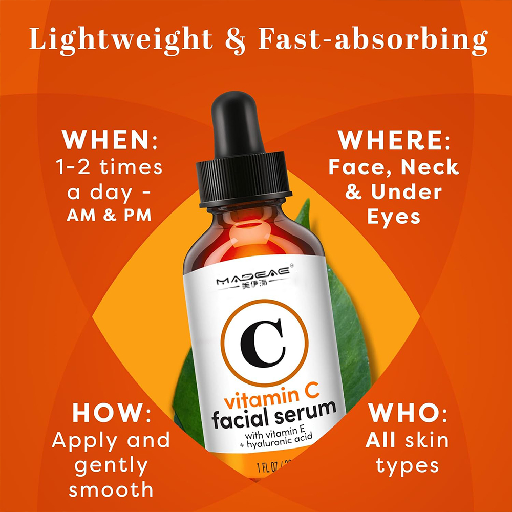 VC Serum Private Label Whitening Shrink Pores Natural Organic Care Face Vitamin C Serum