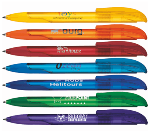 Transparante gekleurde Click Action Logo Plastic Pen