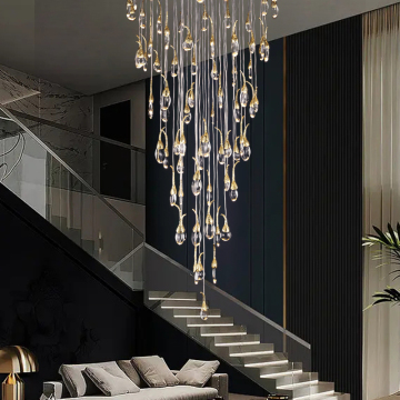 Customized Hotel Lobby Copper Large Pendant Light with K9 Crystal Chandelier