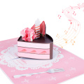 Biglietto pop-up per torta di compleanno con fragola e luce