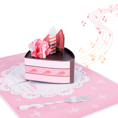 Születésnapi torta felugró kártya eper fénnyel