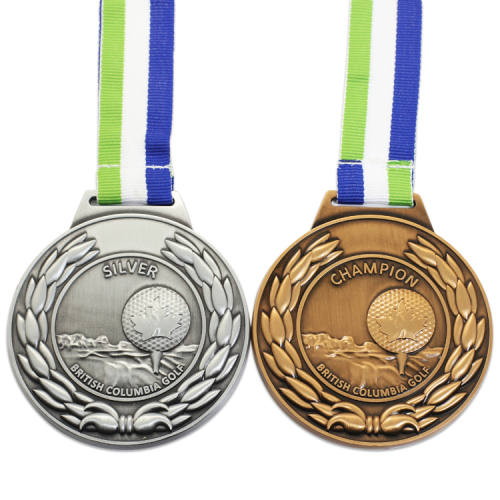 Medage di golf in argento d&#39;oro e bronzo falsi