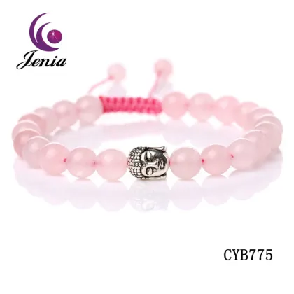 Jenia Alibaba China Colorful Agate Bead Bracelet Design Buddha Head Bracelet