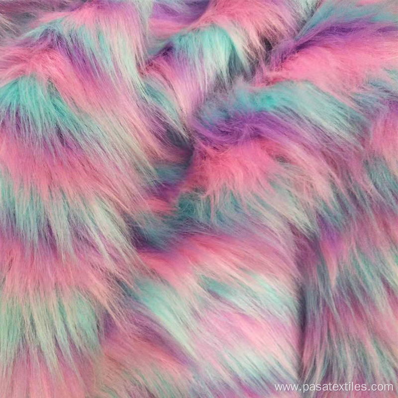 Custom Luxury tie dye Long Pile Fake Fur