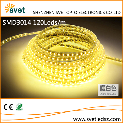 Super brightness high-voltage AC110V 220V SMD3014 led strip 120Leds/m