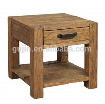 Rustic Wood End Table/ Night Stand with Drawer and Shelf Natural