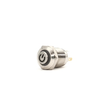 Wanshfa 12mm Waterproof Momentary Metal Push Button Switch with LED Power Symbol