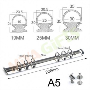 Custom Metal Quality Binders - 19mm 25mm 30mm A5 6-ring Diary Planner Organizer Gold Silver Rose Gold