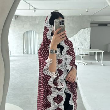 ست حجاب توری خال خالی عبایی مد مد