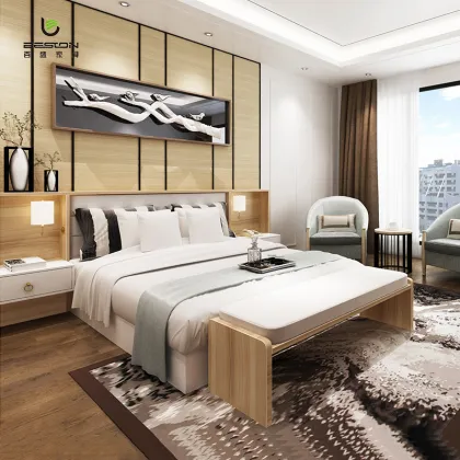 Custom-Made Luxury Hotel Bedroom Sets - Wooden Hotel Beds with Storage