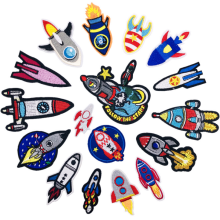 Cheap 3d rocket Embroidery Iron Patches for Clothing