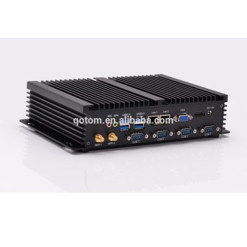 Mini PC with 2 LAN and 4 COM ports, Fanless mini industrial PC support Win xp/7/8/10/linux, DC 12V Mini PC X86
