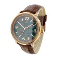 Natural Mosaic Opal Dial Leather Quartz Men's Watch