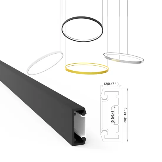 Black Round LED Profile for Pendant Aluminum Profile LED Strip Light