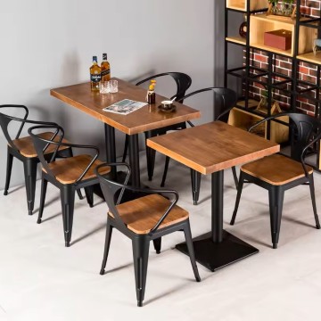 Wooden Restaurant Table with Metal Legs - MoreDesign Classical Commercial Furniture