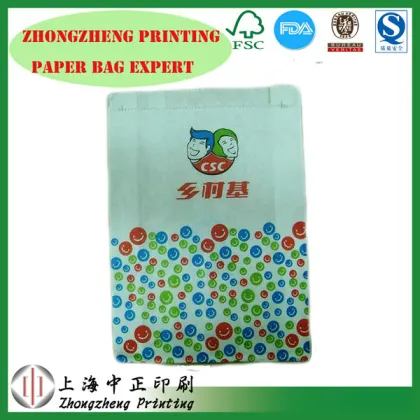 food grade Flexo Printing advanced equipments made sharp bottom white Kraft Pretzels snack paper bag