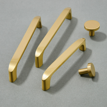 Minimalist Brushed Solid Brass Cabinet Pull Handles