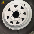 White 8 Spoke Steel Trailer Wheel 14x6